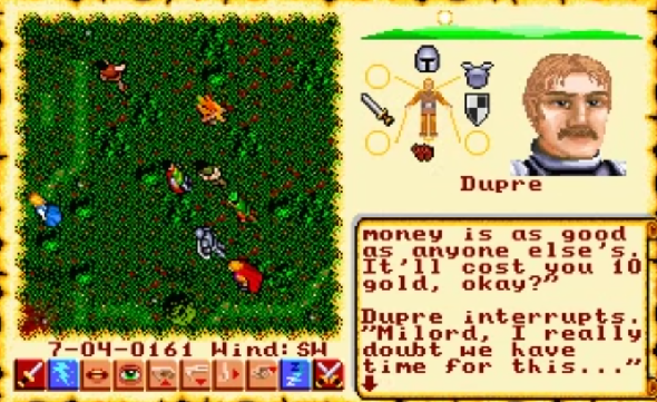 Scene from Ultima VI in which the Avatar has sex with prostitutes